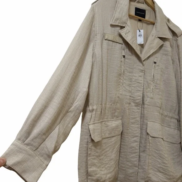 Banana Republic Womens French Utility Field Textured Jacket Size XL Oyster Gray - Picture 3 of 13